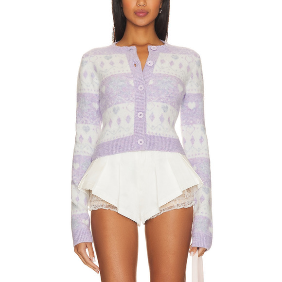 MAJORELLE Sweaters - Majorelle 'Marnie' White Fair Isle Cardigan Size XS